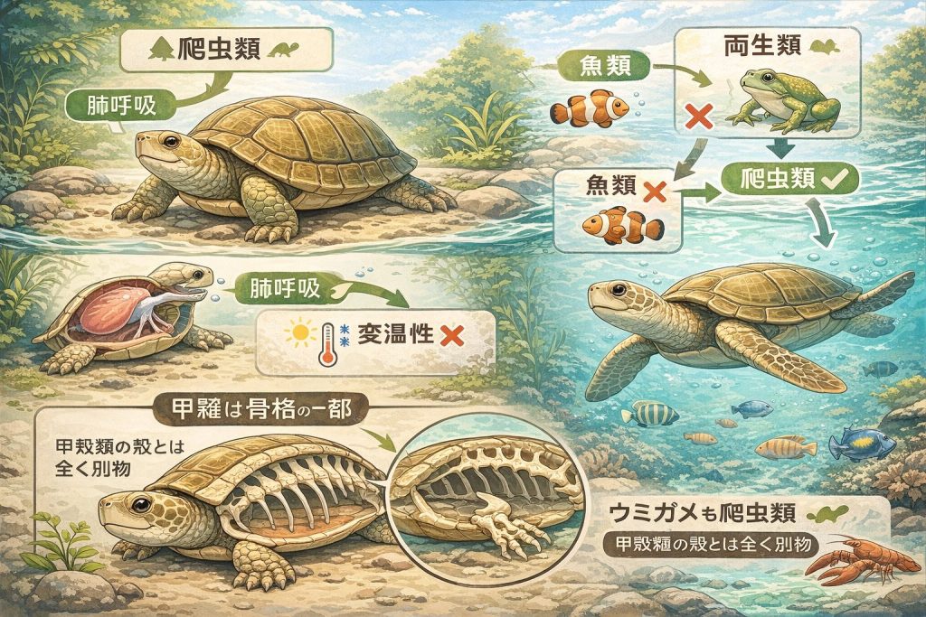 カメは何類?爬虫類の特徴と両生類との違いを完全解説 | PetCareBase