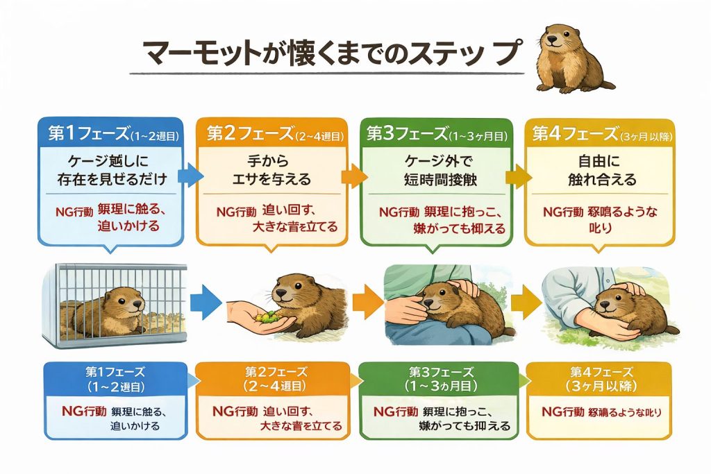 マーモットが懐くステップガイド