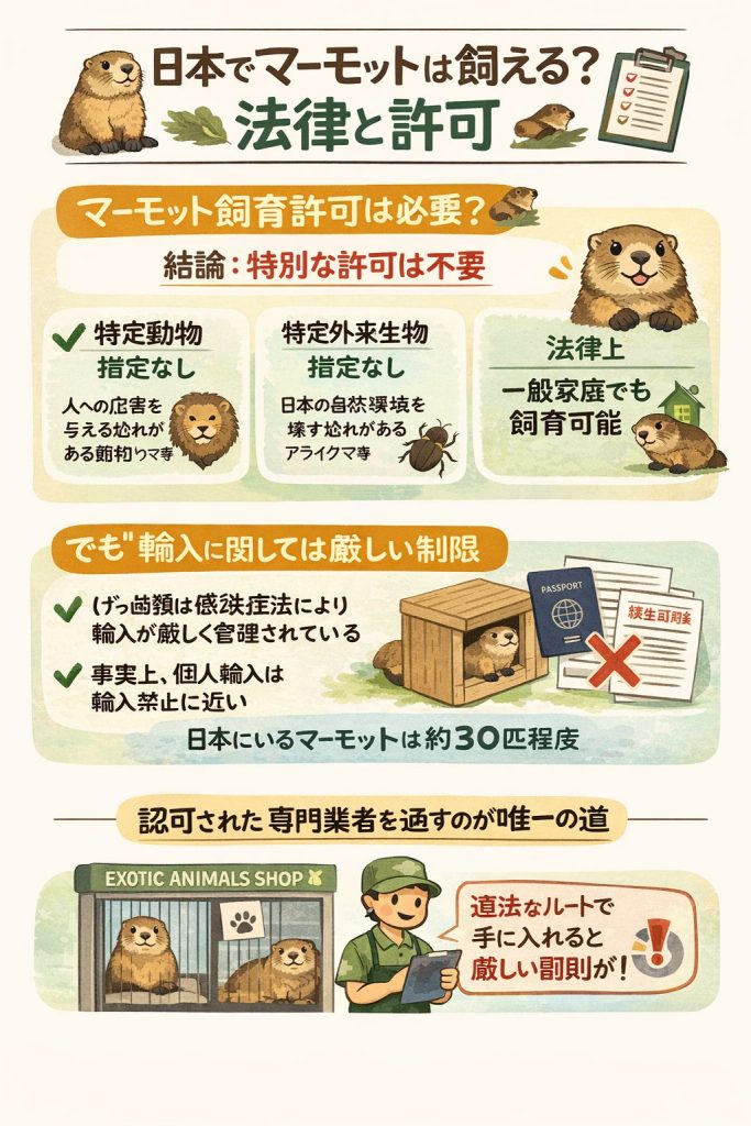 日本でマーモットは飼える？法律と許可