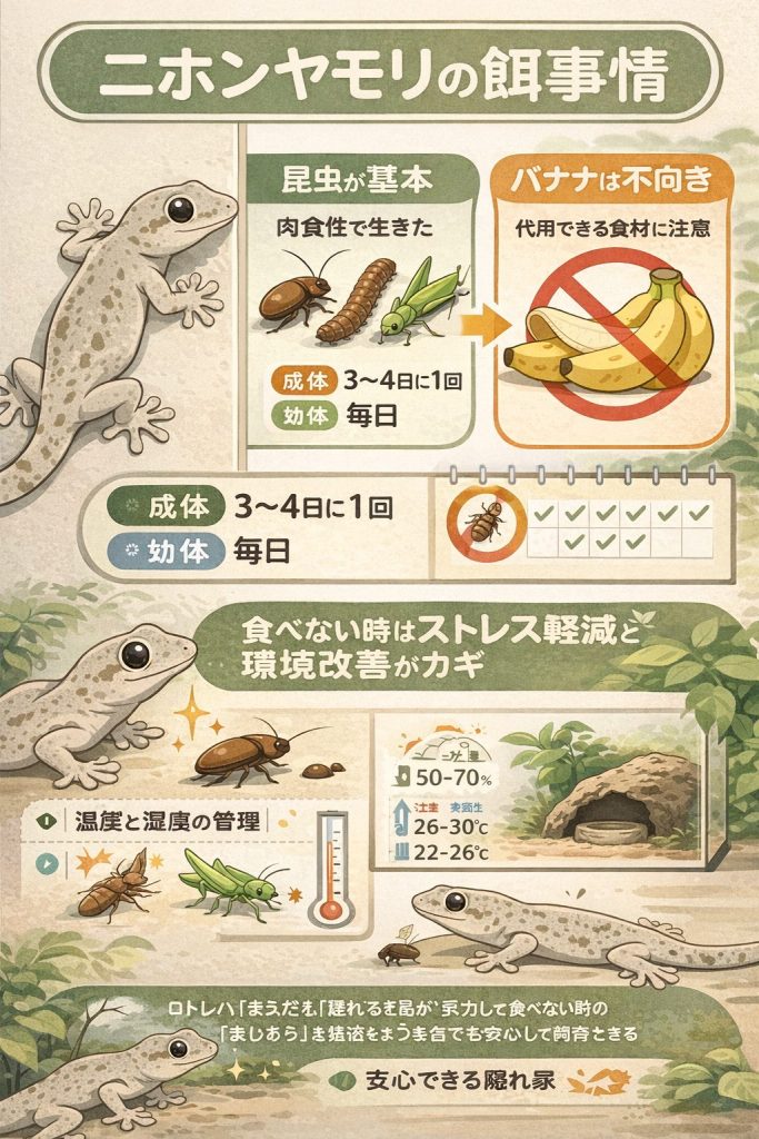 ニホンヤモリの餌選びから与え方