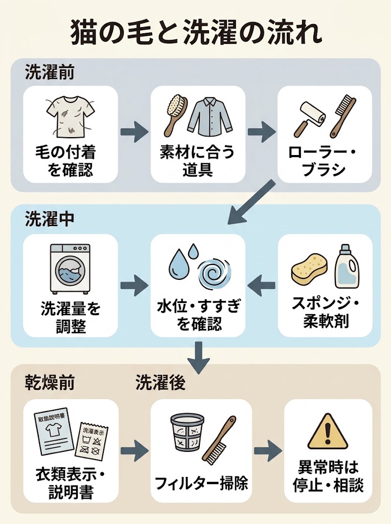 猫の毛と洗濯の流れ